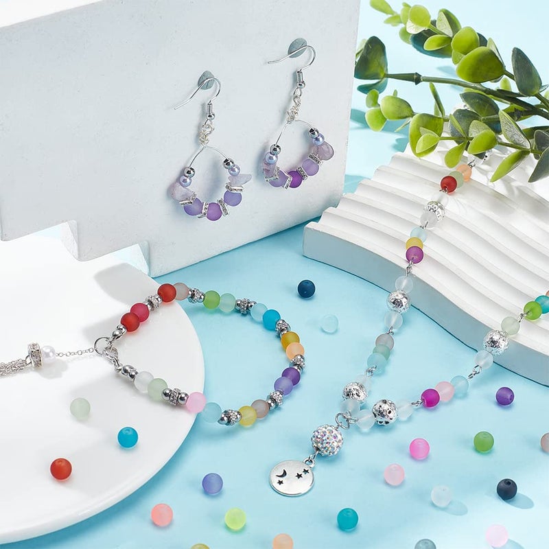 PH PandaHall 1560pcs 24 Color Frosted Glass Beads for Jewelry Making, 6mm Candy Color Frosty Beads Matte Loose Spacer Beads for Friendship Bracelets Necklace Earring Jewelry Making - Image 2