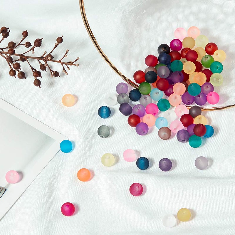 PH PandaHall 1560pcs 24 Color Frosted Glass Beads for Jewelry Making, 6mm Candy Color Frosty Beads Matte Loose Spacer Beads for Friendship Bracelets Necklace Earring Jewelry Making - Image 3