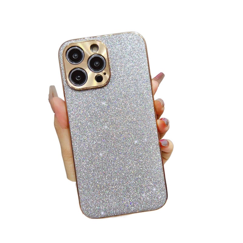غطاء واقي، بريق ألماس مطلي بالكهرباء، حماية من السقوط، Silver TPU + PC، مقاوم للصدمات لـ iPhone 16 / 16 Plus / 16 Pro / 16 Pro Max من مادة TPU باللون الفضي لترتيب الأغراض للعائلة - Image 1