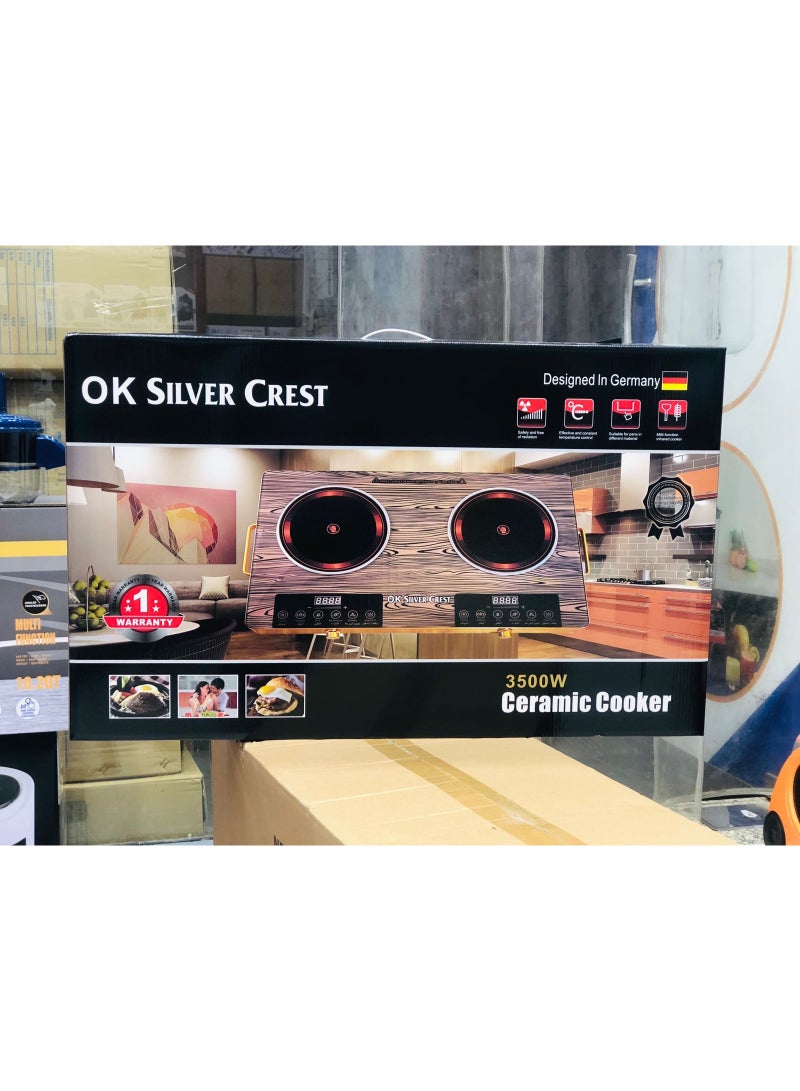 Silver Crest Double Infrared Ceramic Cooktop Cook conveniently using two spacious ceramic heating plates that provide consistent heat distribution, adjustable controls, energy-efficient performance, and a contemporary finish suitable for modern kitchens and households. - Image 2