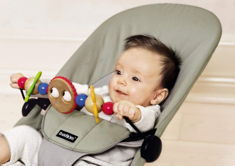 Colorful Wooden Bouncer Toy with Spinning Figures - Safe Chew Materials for Baby Development - Image 3