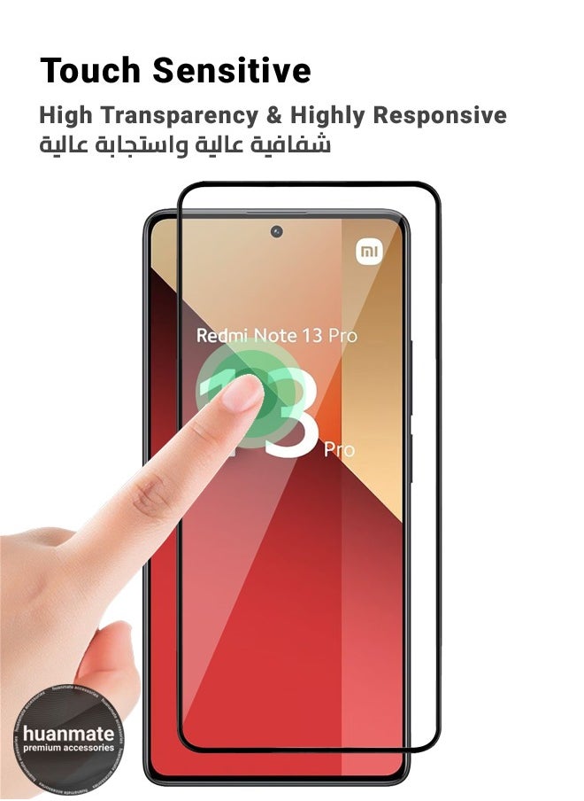 huanmate - 2 Pieces Xiaomi Redmi Note 13 Pro 4G Screen Protector – Premium Edge to Edge Tempered Glass, High Transparency, Delicate Touch, Anti-Explosion, Smooth Arc Edges, Easy Installation - Image 1