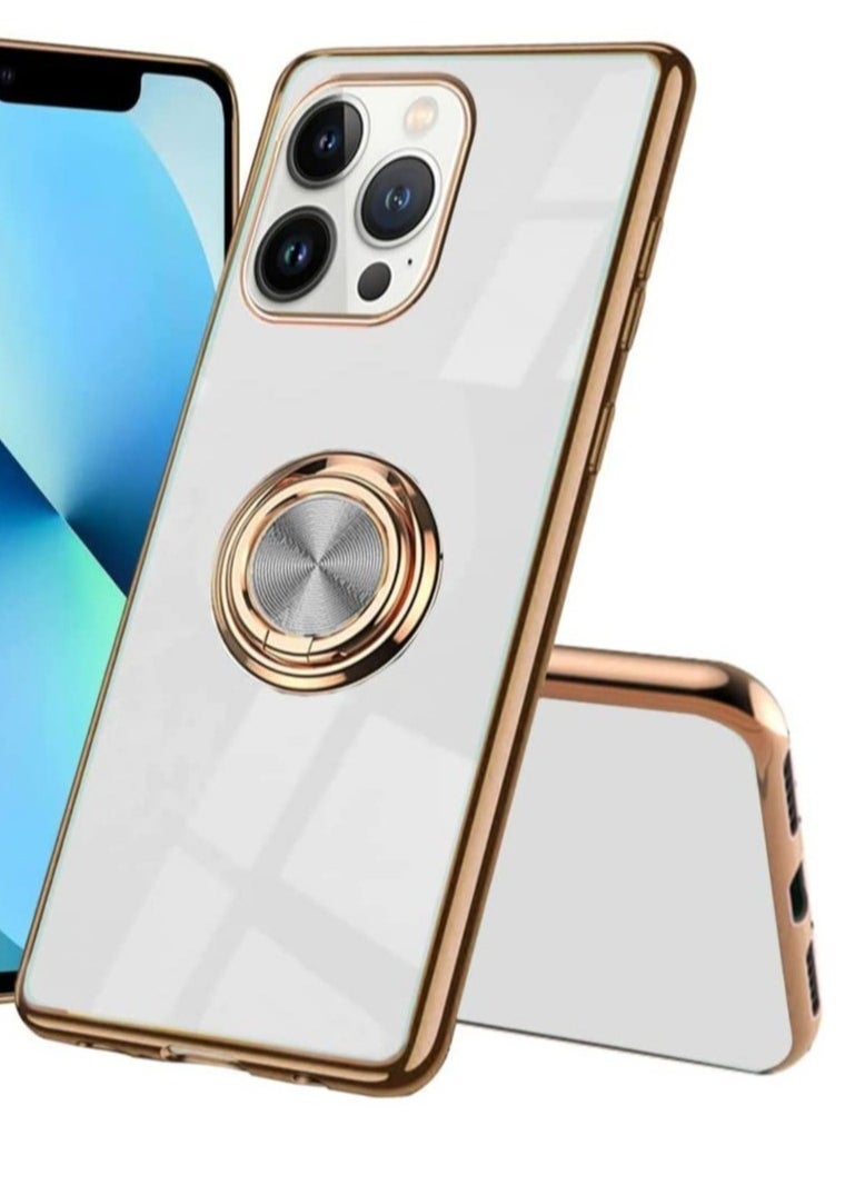Raxoom Luxury Silicone TPU Shockproof Ring Holder Kickstand Slim Plated Phone Case Cover designed for iPhone 13 Pro Max - Image 1