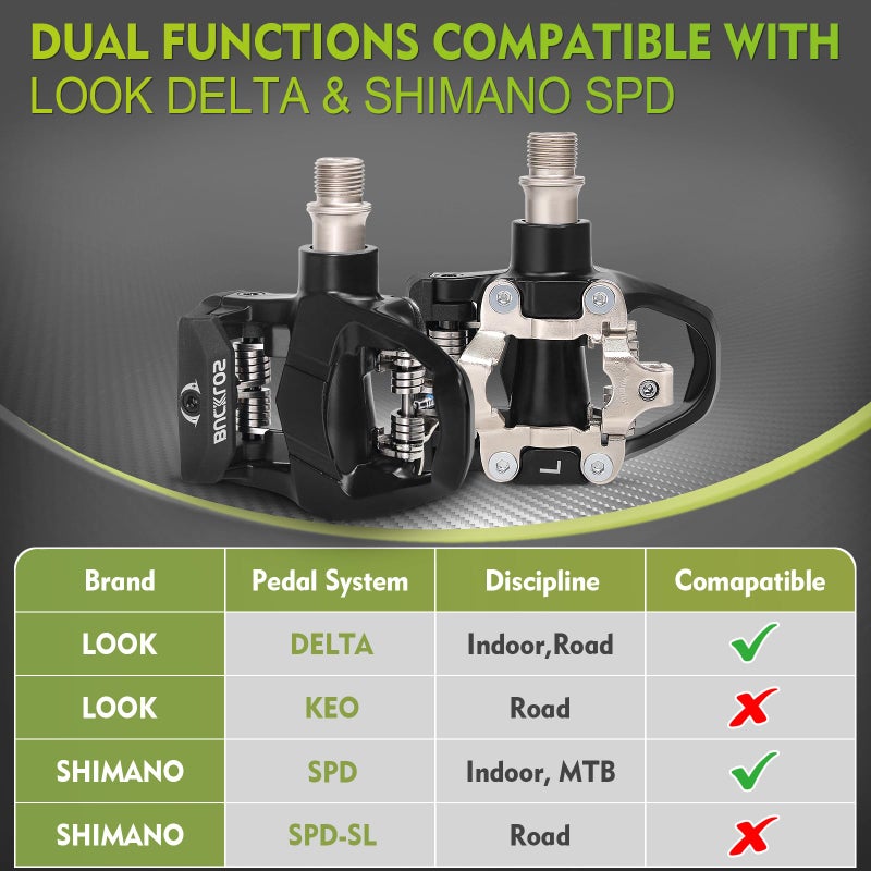 BUCKLOS Look Deltaï¼ŒCompatible with Peloton Bike Pedals Replacement & Shimano SPD Spin Bicycle Clip in Aluminium Pedal for Road Bike/Indoor Outdoor Cyclingï¼ˆ9/16''ï¼‰ - Image 2