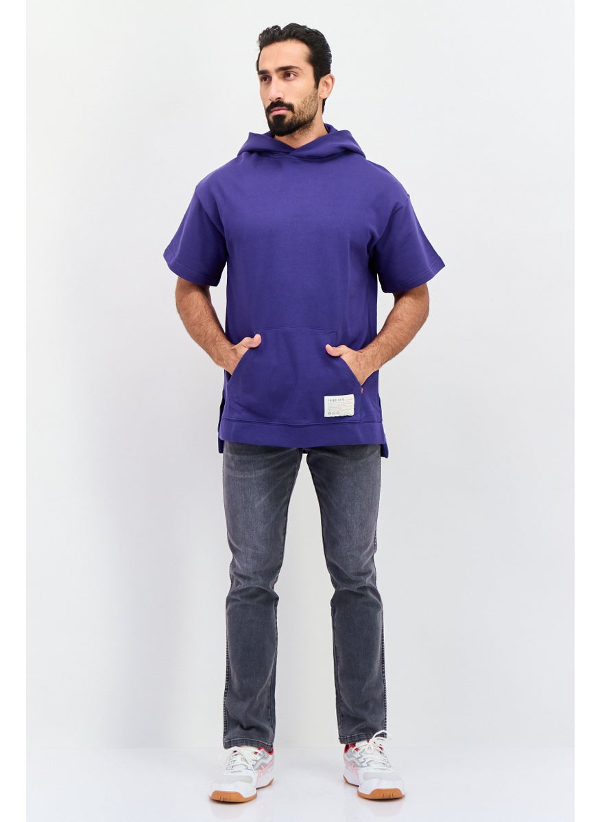 Men Hooded Short Sleeve Brand Logo Sweatshirt, Blue - pzsku/Z78DDBD34D87C2D539C23Z/45/_/1737643131/b9a2d700-73ca-4b4d-adaa-89abc96ca72d