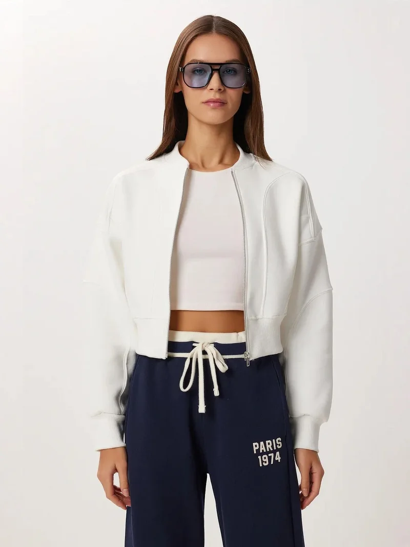 Lovely Istanbul ISTANBUL Slim Fit Zippered Crop Sweatshirt