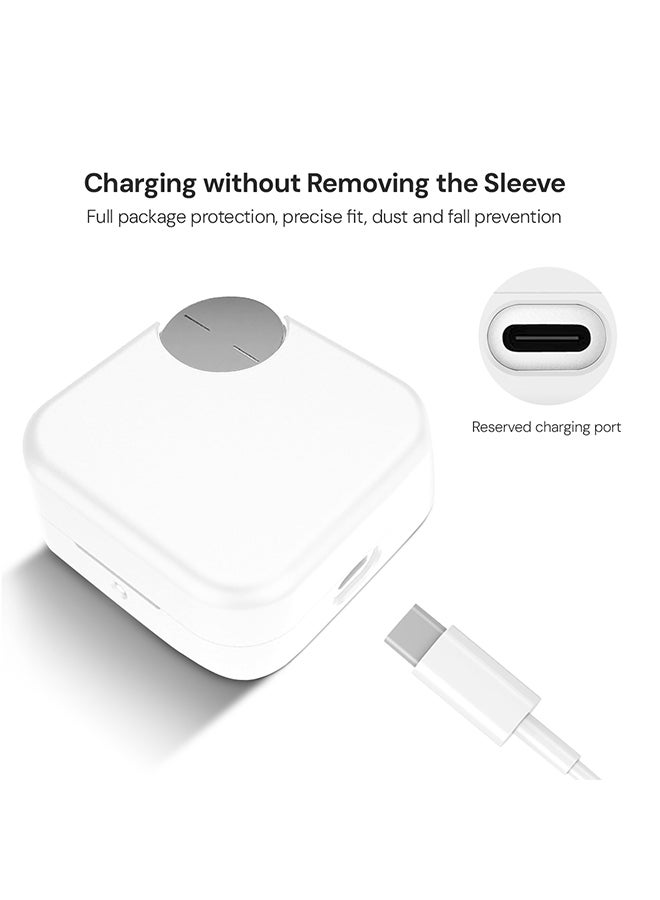 O Ozone Silicone Case Compatible with CMF By Nothing Buds Pro 2, Shockproof and Scratch-Resistant Full-Body Protection Cover with Anti-Lost Keychain- White - Image 3