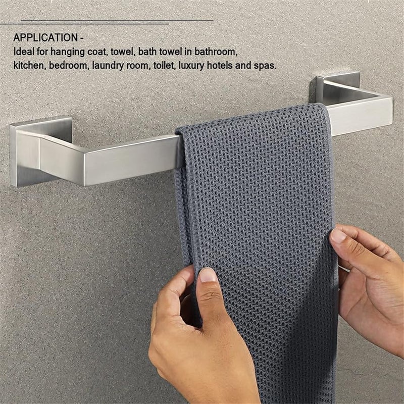Brushed Stainless Steel Towel Rack 30cm Wall Mounted Bathroom Storage Bar Holder - Image 5