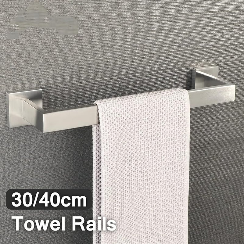 Brushed Stainless Steel Towel Rack 30cm Wall Mounted Bathroom Storage Bar Holder - Image 3
