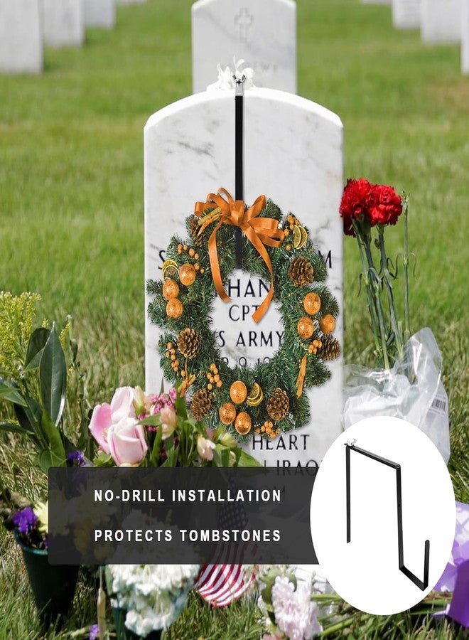 Mcvomv Wreath Stands for Cemetery Adjustable Wreath Hangers for Front Door Headstone Decorations for Cemetery Over The Door Hooks for Cemetery Halloween, Christmas 2 Pack - Image 5