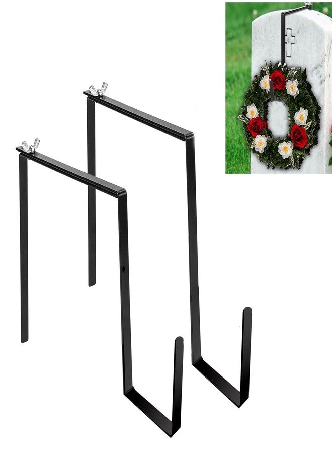 Mcvomv Wreath Stands for Cemetery Adjustable Wreath Hangers for Front Door Headstone Decorations for Cemetery Over The Door Hooks for Cemetery Halloween, Christmas 2 Pack - Image 1