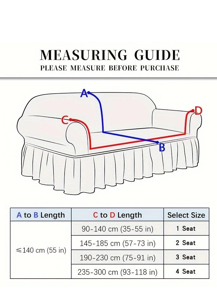 عربست غطاء كنب بمقعدين تلبيسة كنب بنمط أوراق الشجر مرن للغاية ومقاوم للماء والتجاعيد شامل غطاء كنبة مع تنورة غطاء كنبة جاكار مرن رائع ومرن باللون لون كريمي 145-185 سم - Image 2