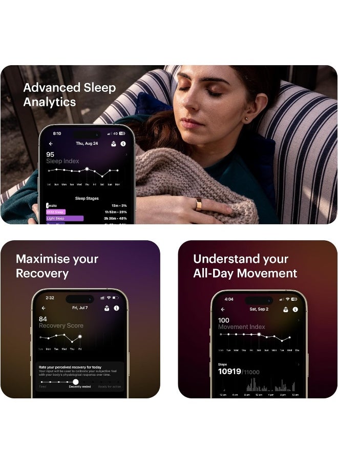 ULTRAHUMAN - Ring Air Advanced Sleep-Tracking Wearable, Hrv And Temperature Monitoring 6 Days Battery Life - Matte Black (Size 6) - Image 1