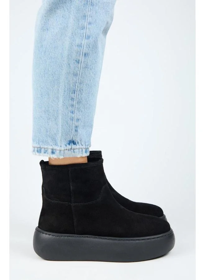Gemma Women's Genuine Leather Smooth Fur-Trimmed Black Boot.