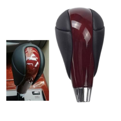 Kakulkomen Automatic Car Gear Knob Lever Handball Shifter Knob Stick Black Leather for Le-xus Is250 Rx350 Rx450h Is350 Es300 Es350 Gs300 Gs350 Ls460 Ls430 Ls600h Cs200H (Wine Red Walnut) - Image 2