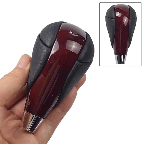 Kakulkomen Automatic Car Gear Knob Lever Handball Shifter Knob Stick Black Leather for Le-xus Is250 Rx350 Rx450h Is350 Es300 Es350 Gs300 Gs350 Ls460 Ls430 Ls600h Cs200H (Wine Red Walnut) - Image 3