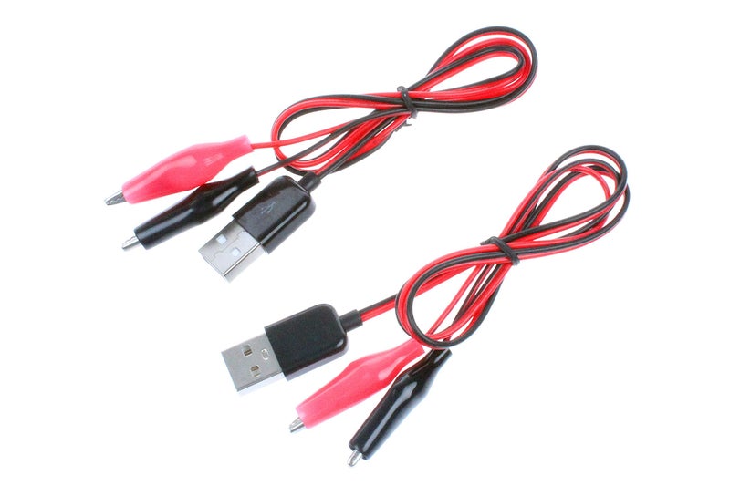 NOYITO Alligator Clip to USB Male Test Wire Adapter Red Black Wire Alligator Clip Test Cable Length 3.2 feet (Pack of 2) - Image 1