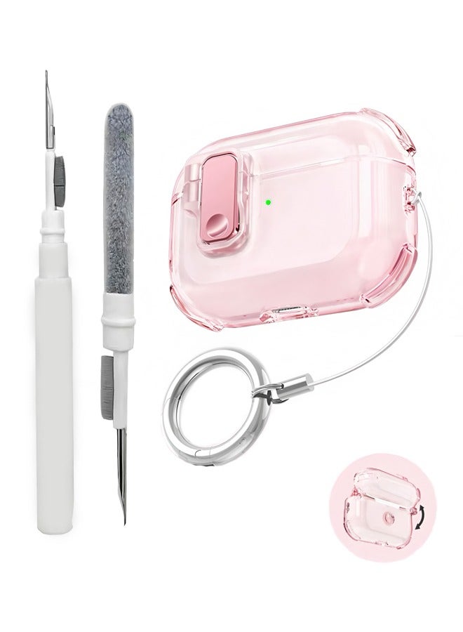 Airpods 4 Case with Keychain, Airpods 4th Generation Case with Cleaner Kit, Soft TPU Shockproof Drop Proof Case Cover for Apple Airpods 4 2024 Pink - Image 1