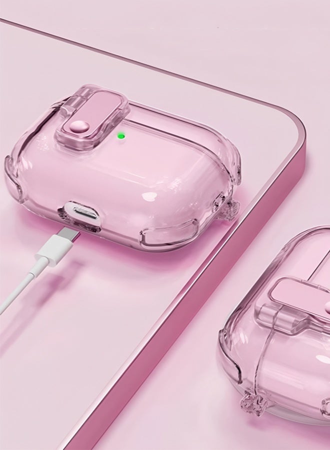 Airpods 4 Case with Keychain, Airpods 4th Generation Case with Cleaner Kit, Soft TPU Shockproof Drop Proof Case Cover for Apple Airpods 4 2024 Pink - Image 2