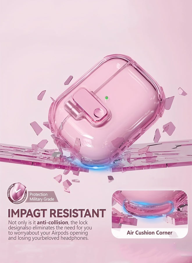 Airpods 4 Case with Keychain, Airpods 4th Generation Case with Cleaner Kit, Soft TPU Shockproof Drop Proof Case Cover for Apple Airpods 4 2024 Pink - Image 4