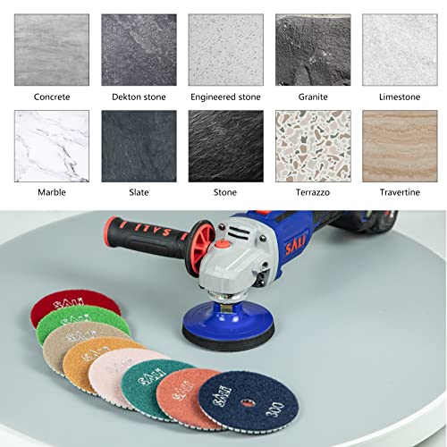 Sali 10 Pack Diamond Polishing Pads 4 Inch Wet Granite Stone Polish Pad Kit for Drill Grinder Polisher Polishing Pad for Concrete Marble Stone Countertop Quartz 100 Grit - Image 5