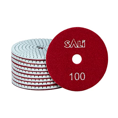 Sali 10 Pack Diamond Polishing Pads 4 Inch Wet Granite Stone Polish Pad Kit for Drill Grinder Polisher Polishing Pad for Concrete Marble Stone Countertop Quartz 100 Grit - Image 1