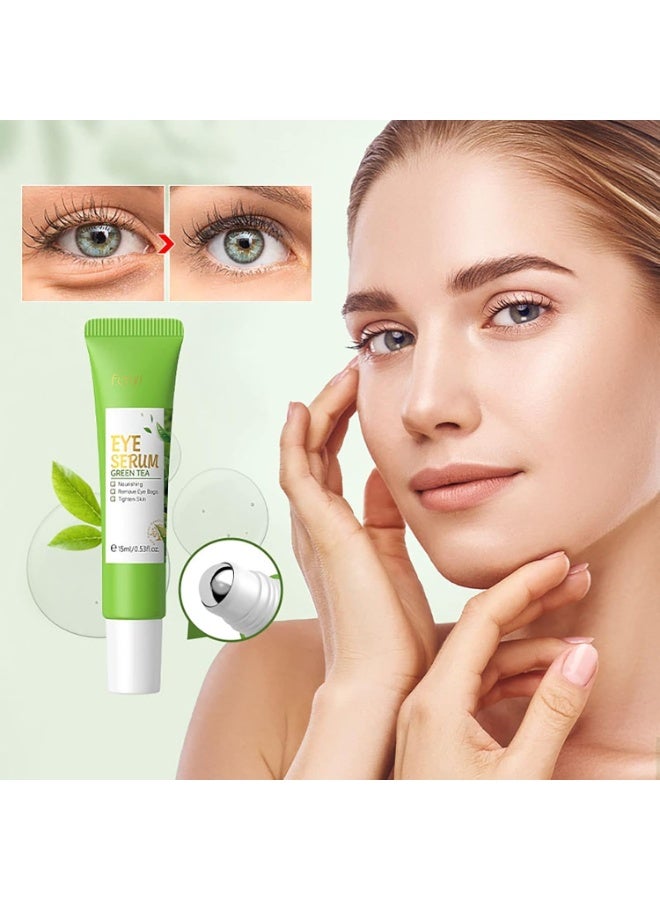 فيني مصل العين بالشاي الأخضر وكريم الأسطوانة تحت العين ، لأكياس العين الانتفاخ ، كريم العين بالكافيين مع كرة تدليك 360 درجة يقلل من التجاعيد والخطوط الدقيقة ، تحت العينين ، ترطيب ، ترطيب ، شد العين - Image 2