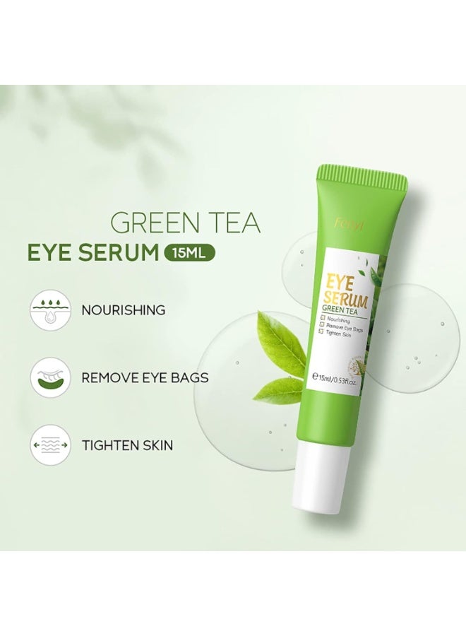 فيني مصل العين بالشاي الأخضر وكريم الأسطوانة تحت العين ، لأكياس العين الانتفاخ ، كريم العين بالكافيين مع كرة تدليك 360 درجة يقلل من التجاعيد والخطوط الدقيقة ، تحت العينين ، ترطيب ، ترطيب ، شد العين - Image 3