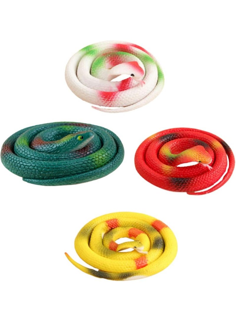 4pcs rubber snakes fake snake toys large realistic rubber snake gags practical joke toys for kids - Image 1