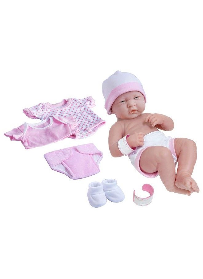 JC TOYS 8 Piece Layette Baby Doll Gift Set ; Jc Toys La Newborn Nursery ; 14" Life Like Doll W/ Accessories ; Pink ; Ages 2+  - Image 2