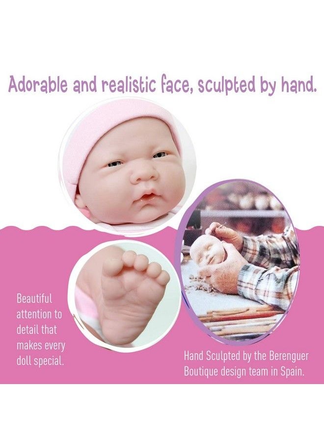 JC TOYS 8 Piece Layette Baby Doll Gift Set ; Jc Toys La Newborn Nursery ; 14" Life Like Doll W/ Accessories ; Pink ; Ages 2+  - Image 4