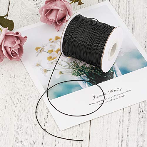 Craftdady 185 Yards 1.2mm Waxed Polyester Cord Black Waxed Beading Thread String for Macrame Braided Bracelet Necklace Jewelry Making - Image 5