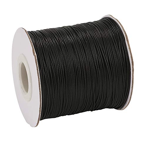 Craftdady 185 Yards 1.2mm Waxed Polyester Cord Black Waxed Beading Thread String for Macrame Braided Bracelet Necklace Jewelry Making - Image 1