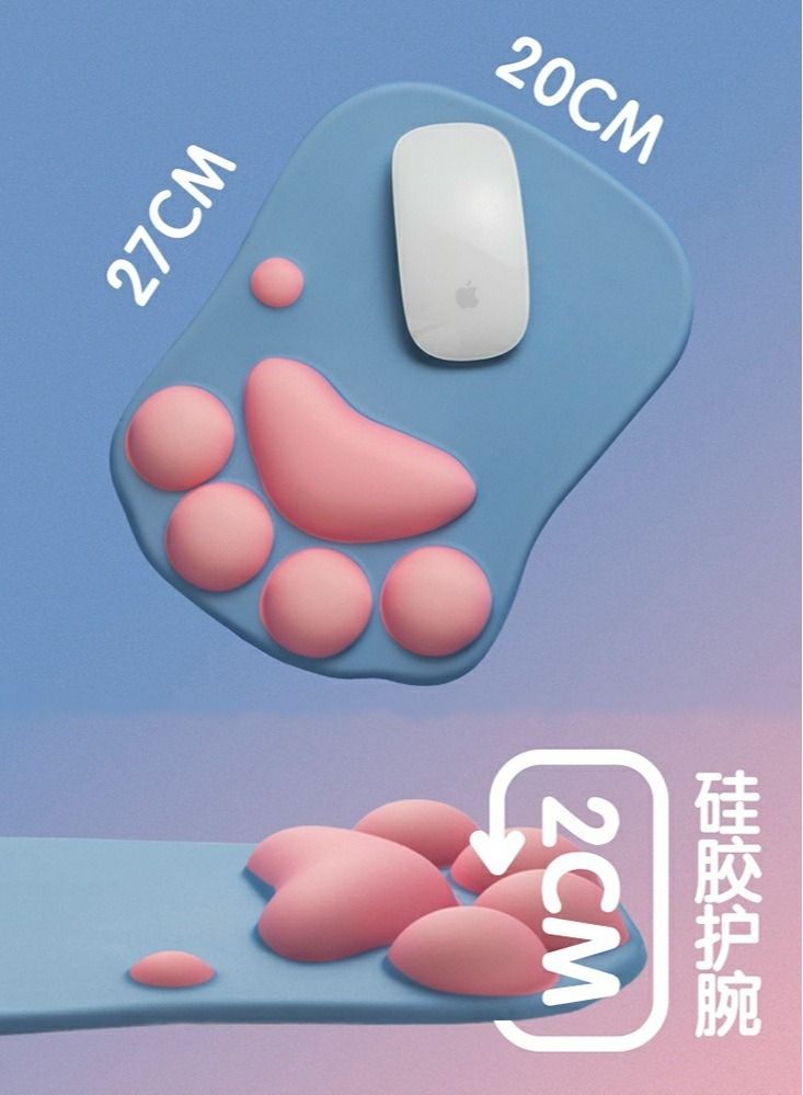 NIBEMINENT Anti-slip Mouse Pad Cartoon Cat Claw Memory Foam Wristband - Image 3