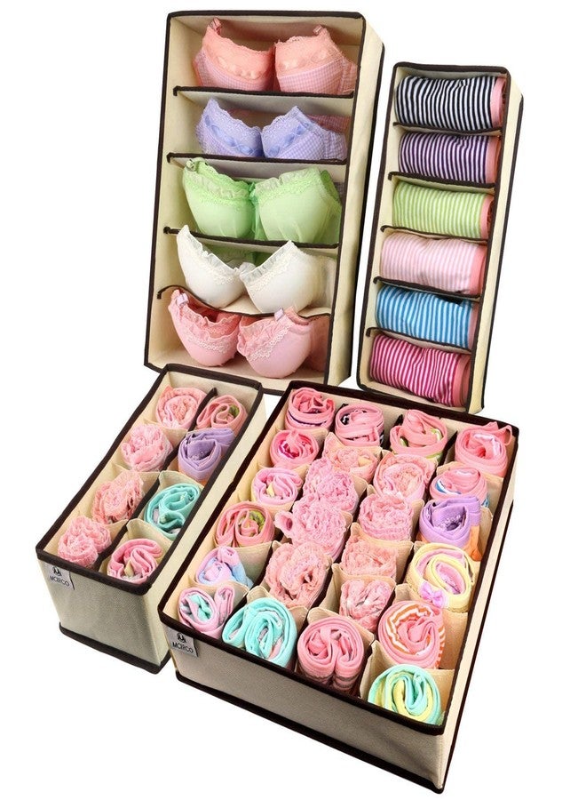 SEYROLIN Drawer Organizer Storage Box || 4 Packs Drawer Organisers Dividers || Fabric Foldable Storage Box || Collapsible Closet Cabinet Organizer. - Image 5