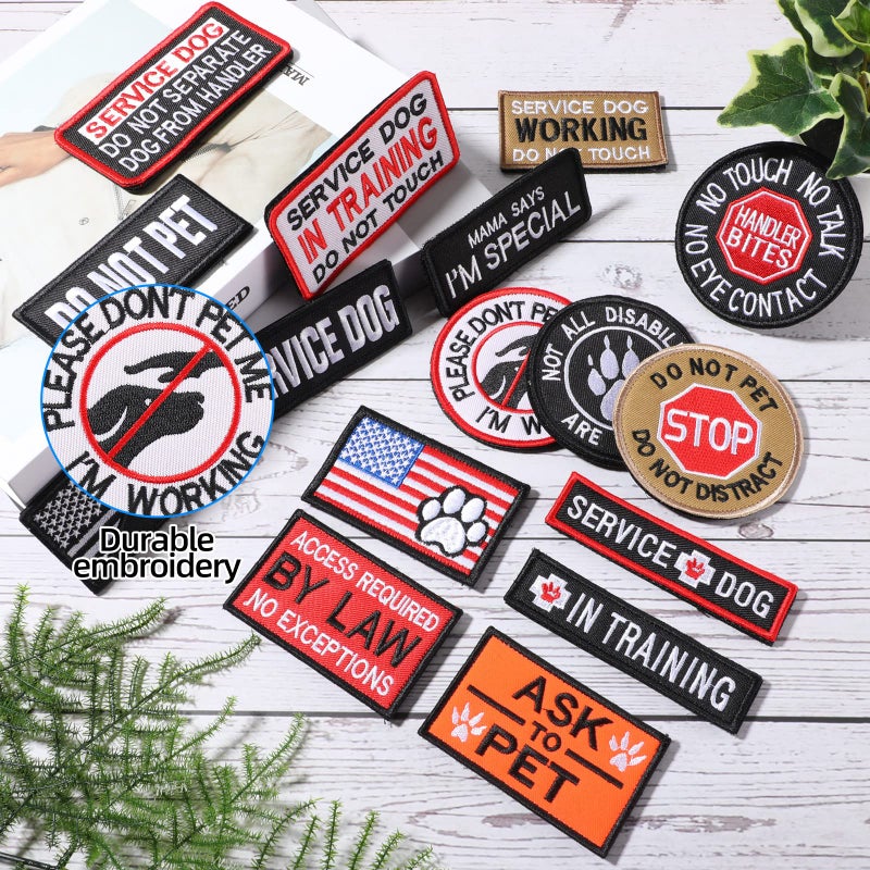 Mtlee 16 Pieces Service Dog Patch Please Do Not Pet in Training Patches Removable Tactical Embroidered Badge for Service Dog Harness Vest Collar Clothes - Image 5