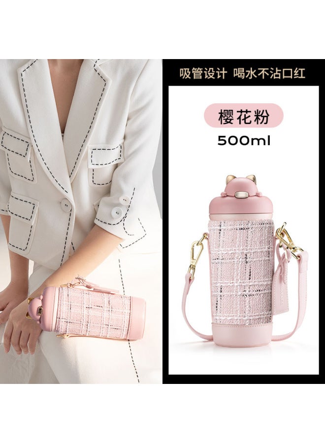 Vanow Insulated Cup For Women, Large Capacity Stainless Steel Water Bottle, Trendy High-appearance Student Straw Cup