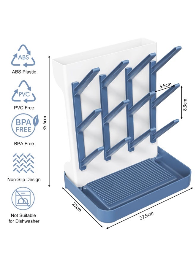 LEFAFA Baby Bottle Drying Rack, Space Saving for Countertop and Kitchen, Large Capacity Vertical Standing Baby Bottle Organizer & Holder for 12Pc Bottles and Accessories, Pump Parts, Pacifiers(Blue) - Image 3