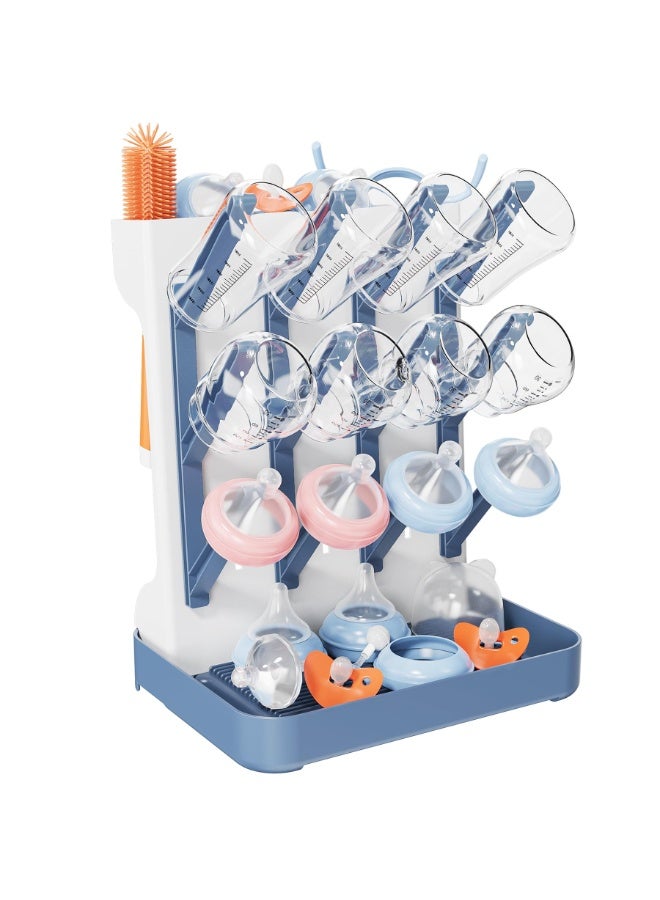 LEFAFA Baby Bottle Drying Rack, Space Saving for Countertop and Kitchen, Large Capacity Vertical Standing Baby Bottle Organizer & Holder for 12Pc Bottles and Accessories, Pump Parts, Pacifiers(Blue) - Image 2