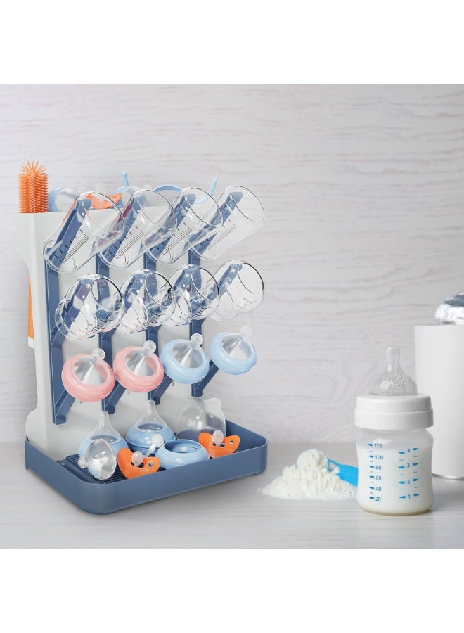 LEFAFA Baby Bottle Drying Rack, Space Saving for Countertop and Kitchen, Large Capacity Vertical Standing Baby Bottle Organizer & Holder for 12Pc Bottles and Accessories, Pump Parts, Pacifiers(Blue) - Image 1