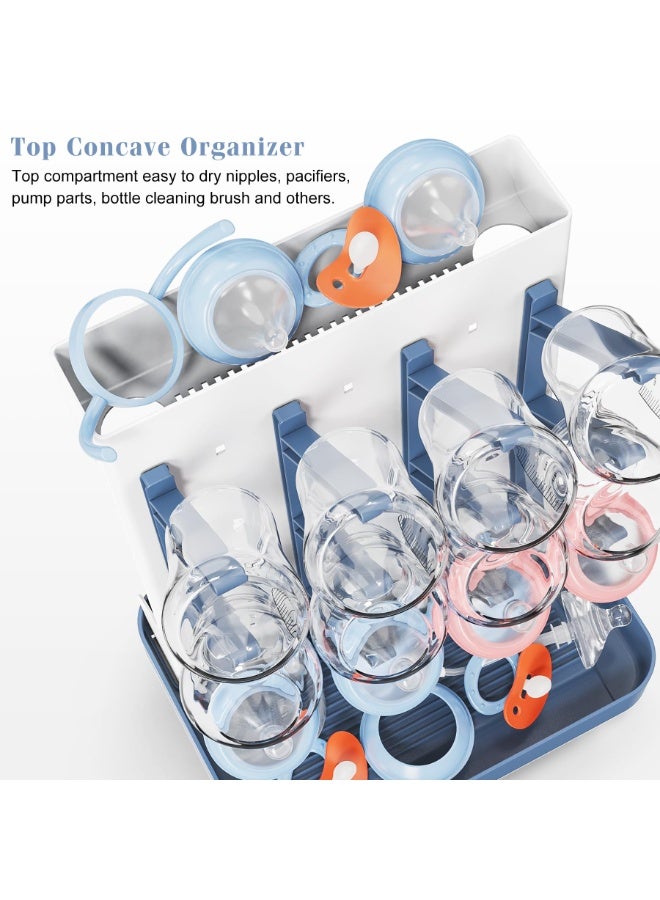 LEFAFA Baby Bottle Drying Rack, Space Saving for Countertop and Kitchen, Large Capacity Vertical Standing Baby Bottle Organizer & Holder for 12Pc Bottles and Accessories, Pump Parts, Pacifiers(Blue) - Image 4