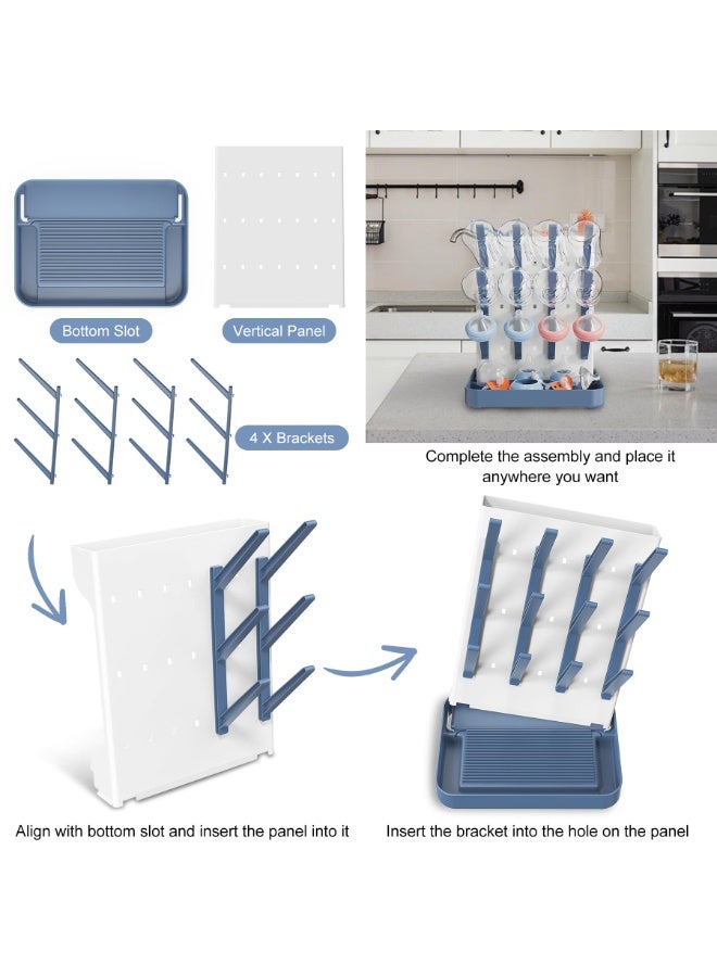 LEFAFA Baby Bottle Drying Rack, Space Saving for Countertop and Kitchen, Large Capacity Vertical Standing Baby Bottle Organizer & Holder for 12Pc Bottles and Accessories, Pump Parts, Pacifiers(Blue) - Image 5