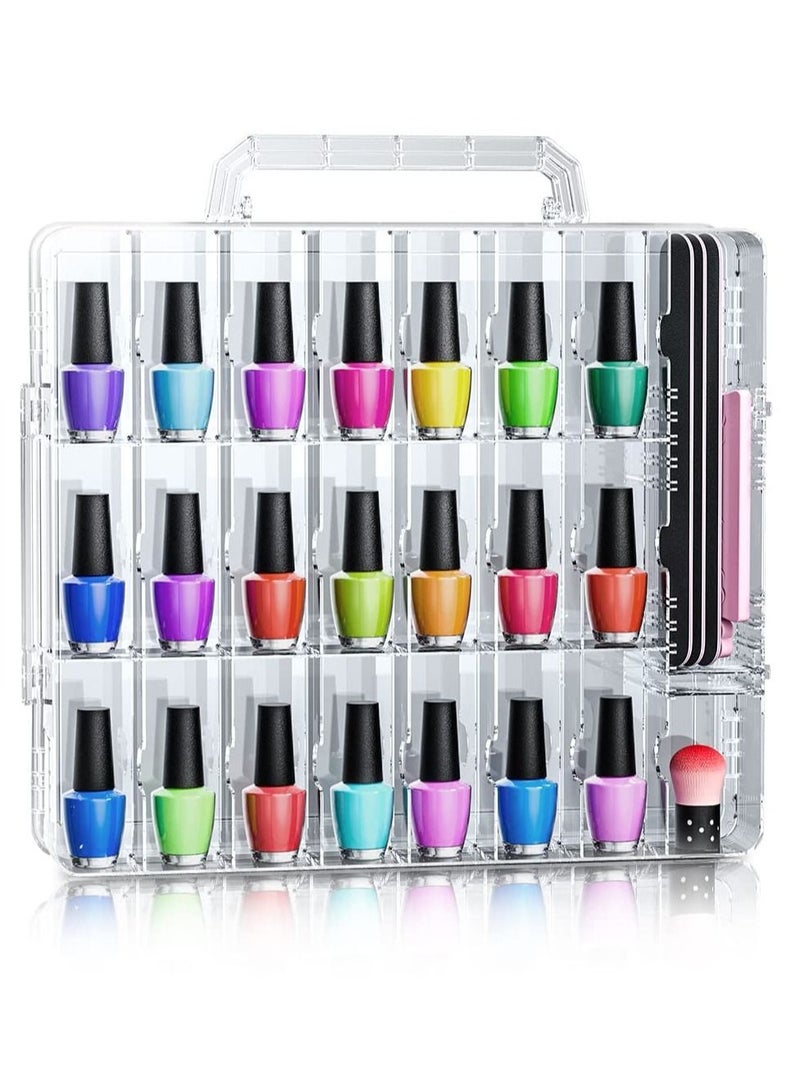 SYOSI Nail Polish Organizer, Transparent Nail Polish Holder for 48 Bottles, Double Side Nail Polish Organizer Case for Storage Display - Image 1