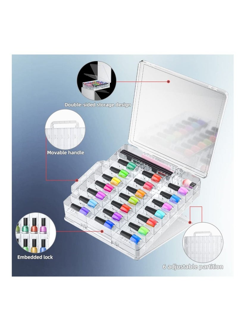 SYOSI Nail Polish Organizer, Transparent Nail Polish Holder for 48 Bottles, Double Side Nail Polish Organizer Case for Storage Display - Image 3