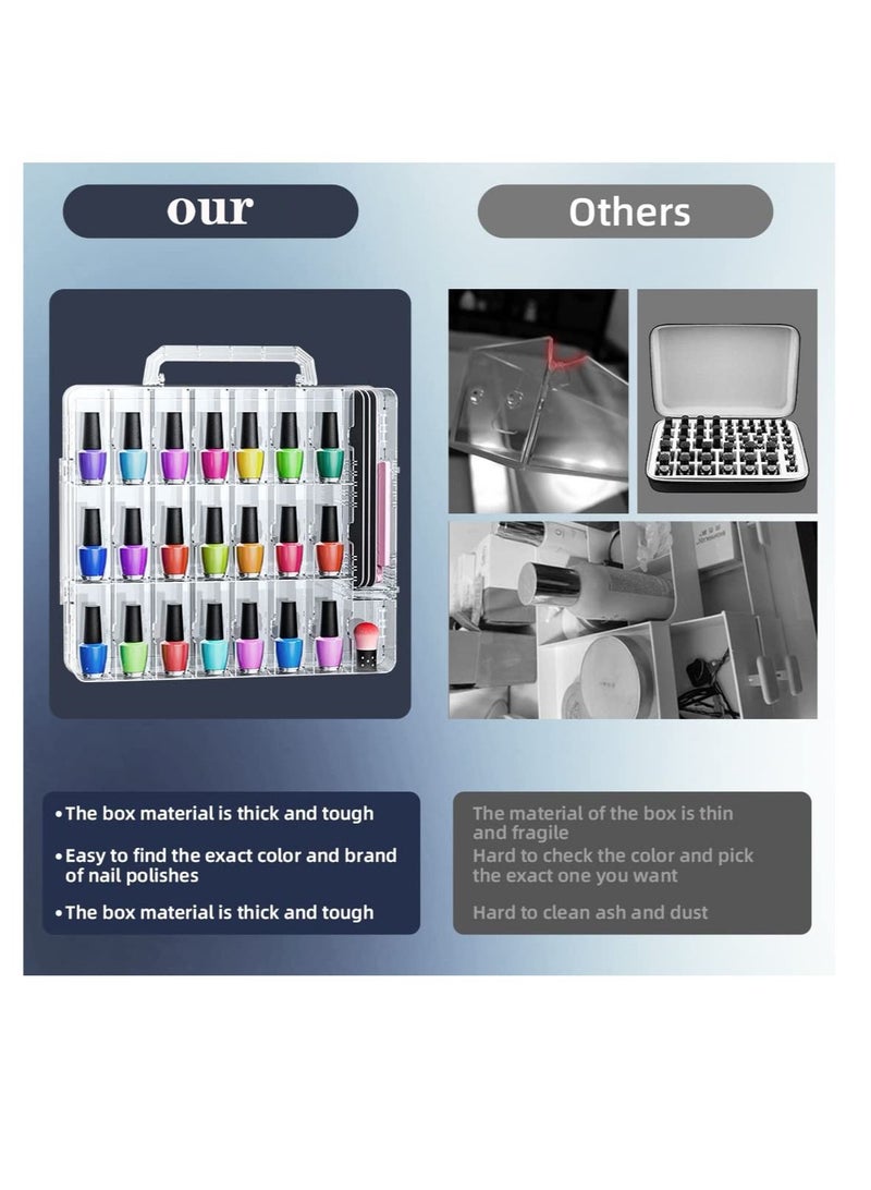 SYOSI Nail Polish Organizer, Transparent Nail Polish Holder for 48 Bottles, Double Side Nail Polish Organizer Case for Storage Display - Image 2