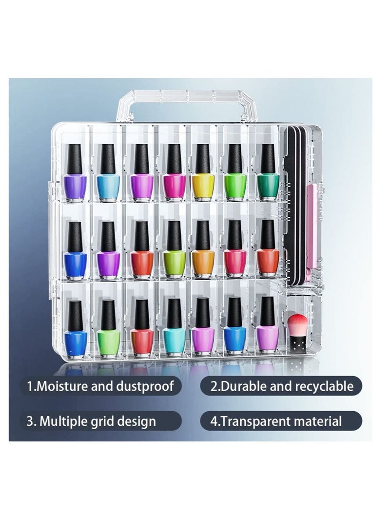 SYOSI Nail Polish Organizer, Transparent Nail Polish Holder for 48 Bottles, Double Side Nail Polish Organizer Case for Storage Display - Image 4