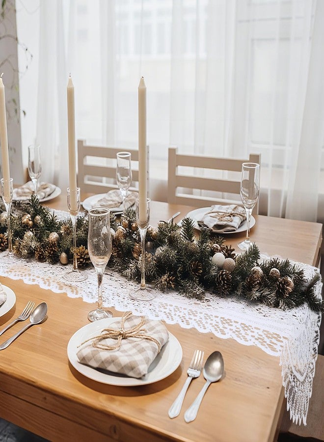 MBAIYO 2 Pack White Crochet Lace Table Runner, Boho Table Runner Rectangular Lace Doilies for Dining Table Wedding Dresser Decor 46x13 Inch Polyester Table Cover - Image 5