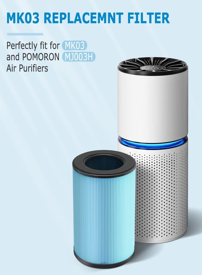isingo 2 Pack MK03 Air Filter Replacement for MK03 Air Purifier, 4-in-1 HEPA Filter for POMORON MJ003H Air Cleaner, Replace Part MG03JHLX/DH-JH03/MJ003H-RF - Image 3