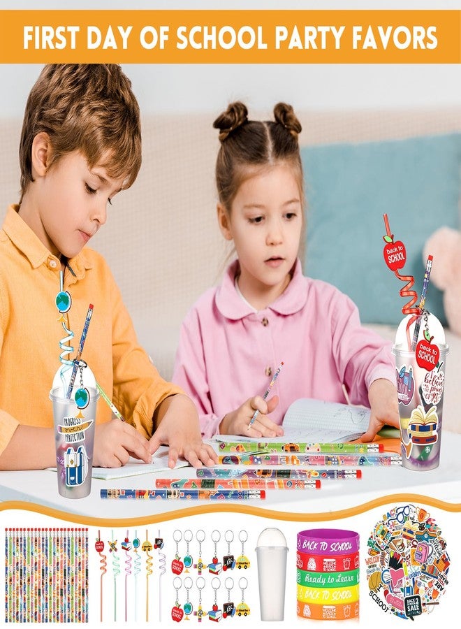 Seenelling 24 Set Back to School Gifts for Students First Day of School Party Favors Gift Cups Filler Keychain Pencil Straw Sticker Silicone Bracelet for Goodie Bag Fillers Party Favors Gifts - Image 4