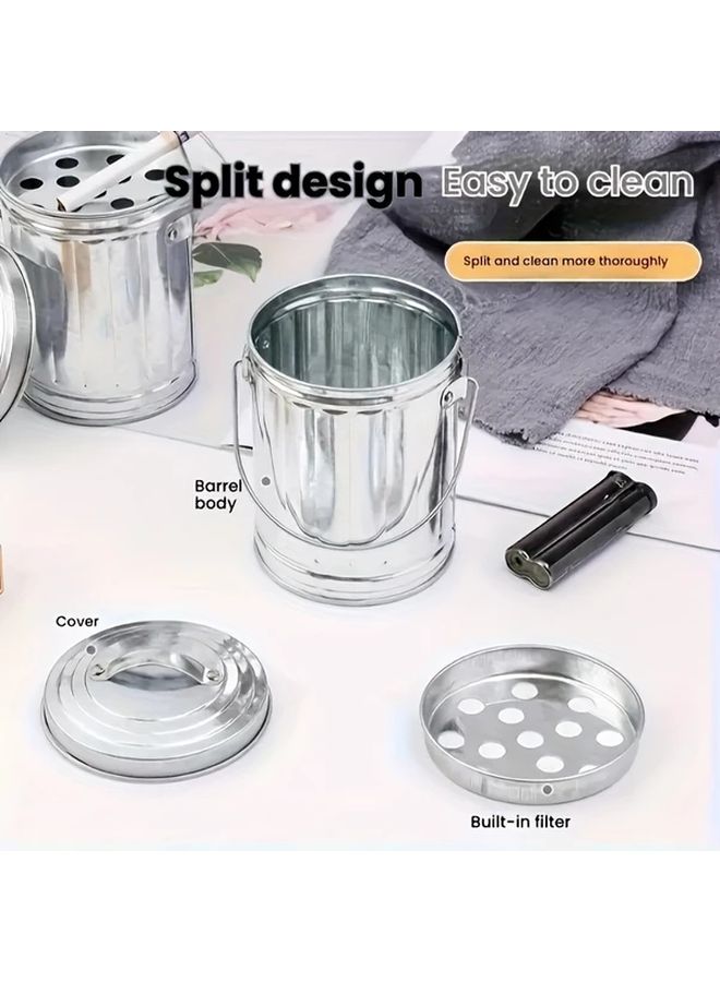 Large Capacity Stainless Steel Ashtray With Lid 1pc Rustproof Indoor Outdoor Use - Image 4